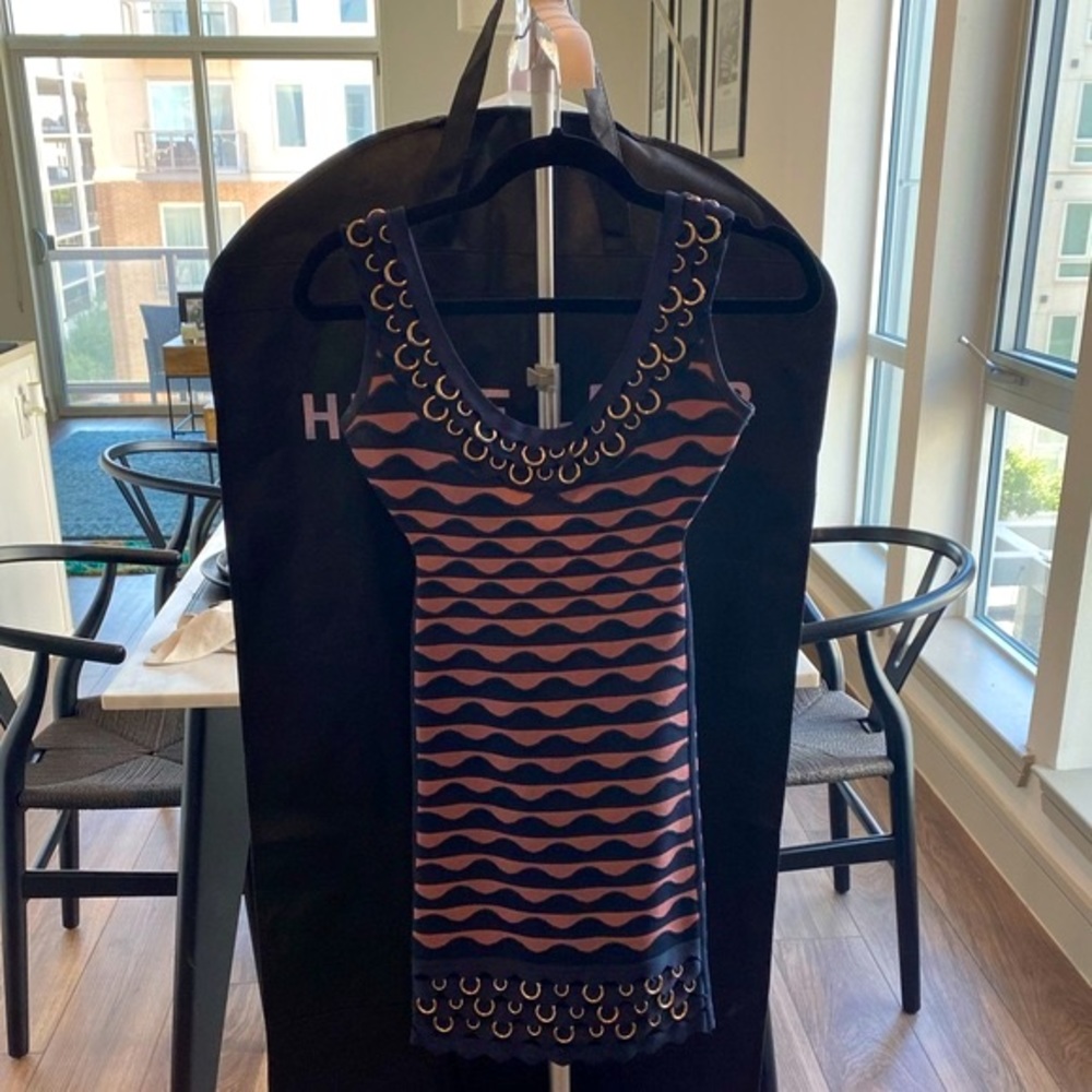Herve Leger Lavender and Navy Bandage Dress